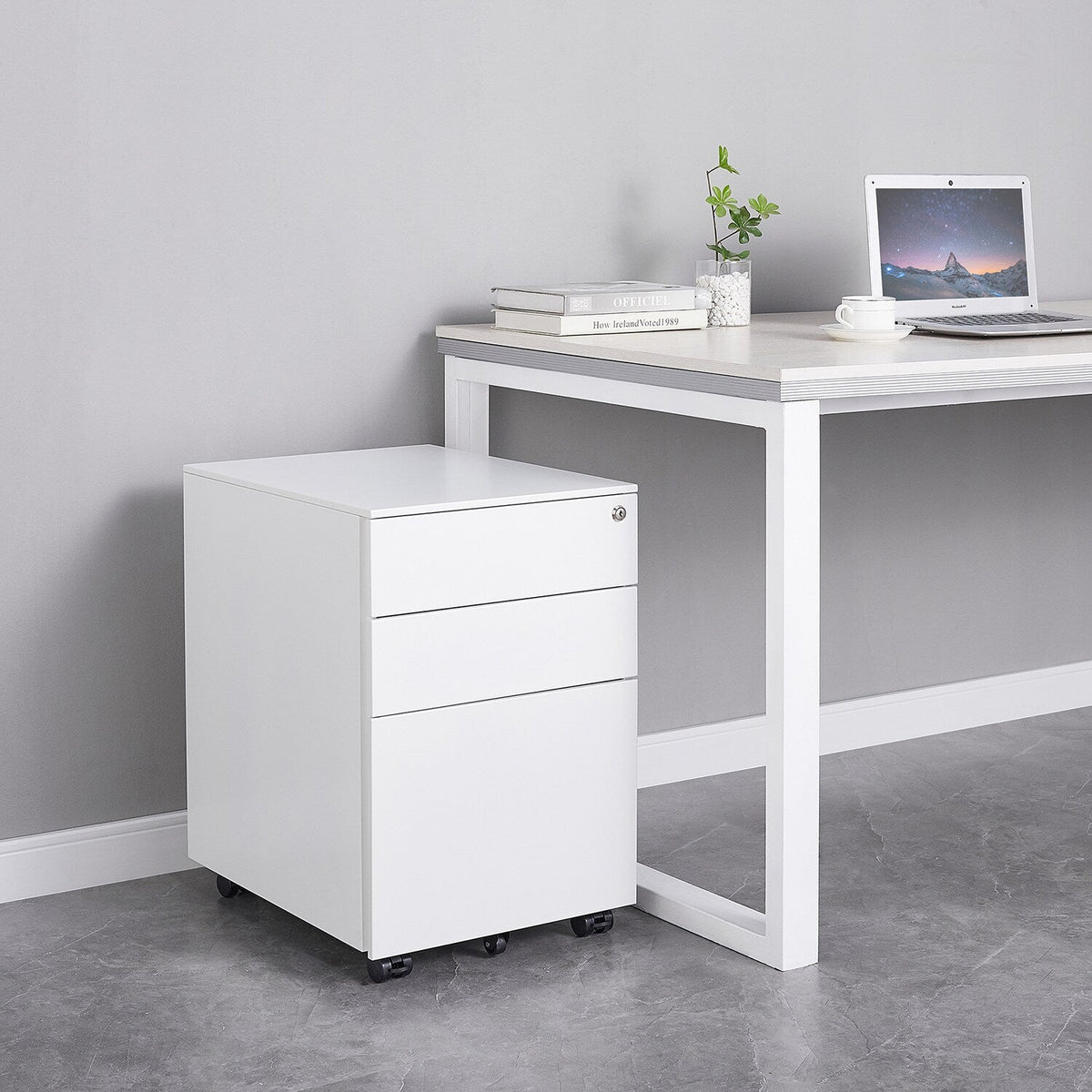 GZMR 3 Drawer File Cabinet White 3-Drawer 15.35-in File Cabinet