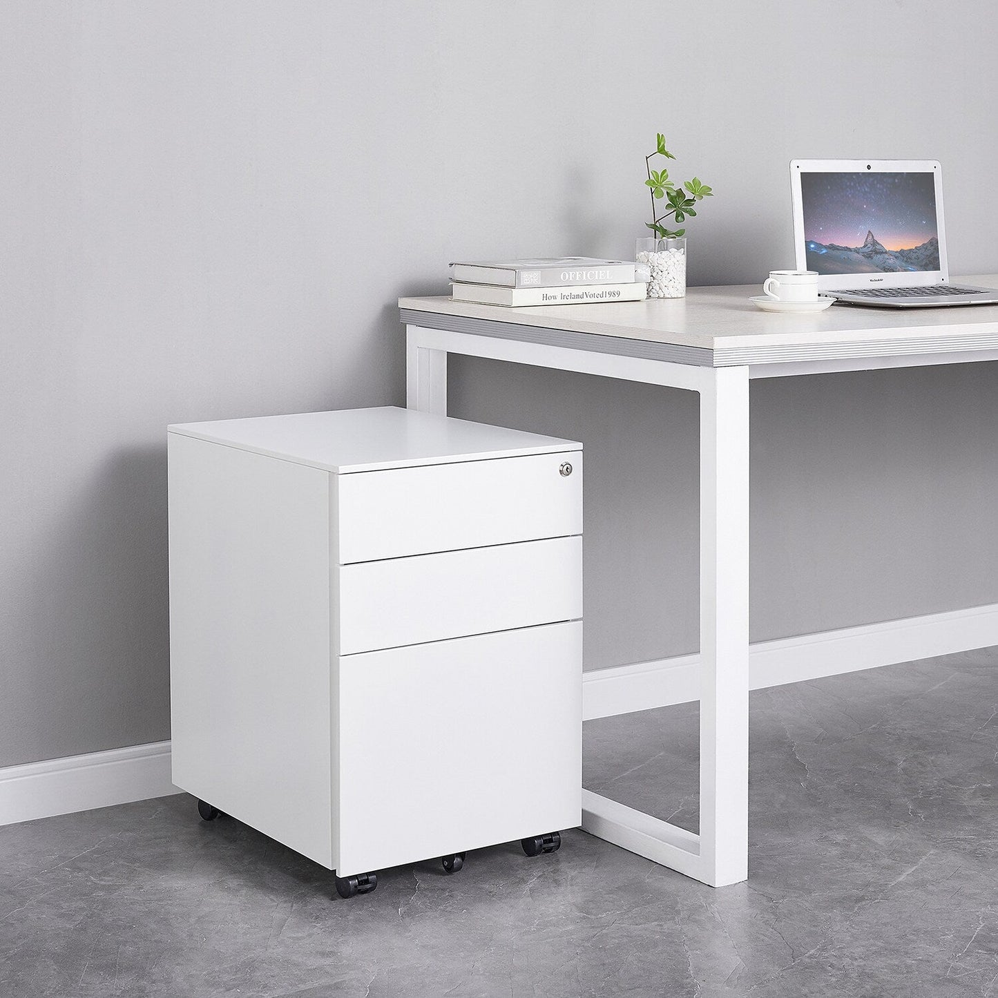 GZMR 3 Drawer File Cabinet White 3-Drawer 15.35-in File Cabinet