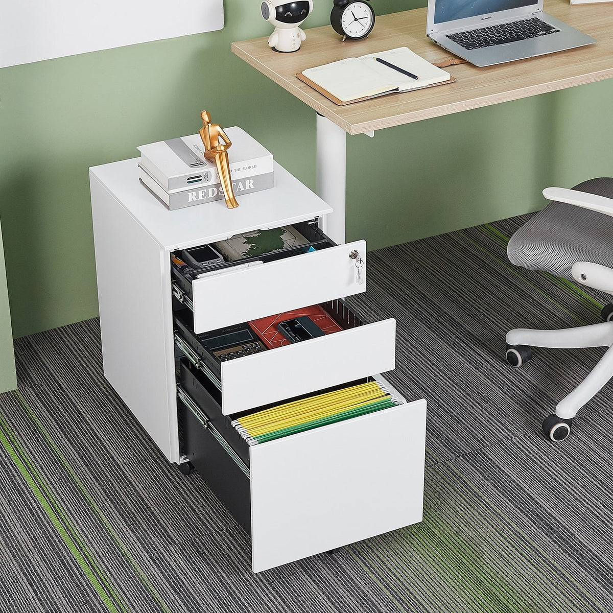 GZMR 3 Drawer File Cabinet White 3-Drawer 15.35-in File Cabinet