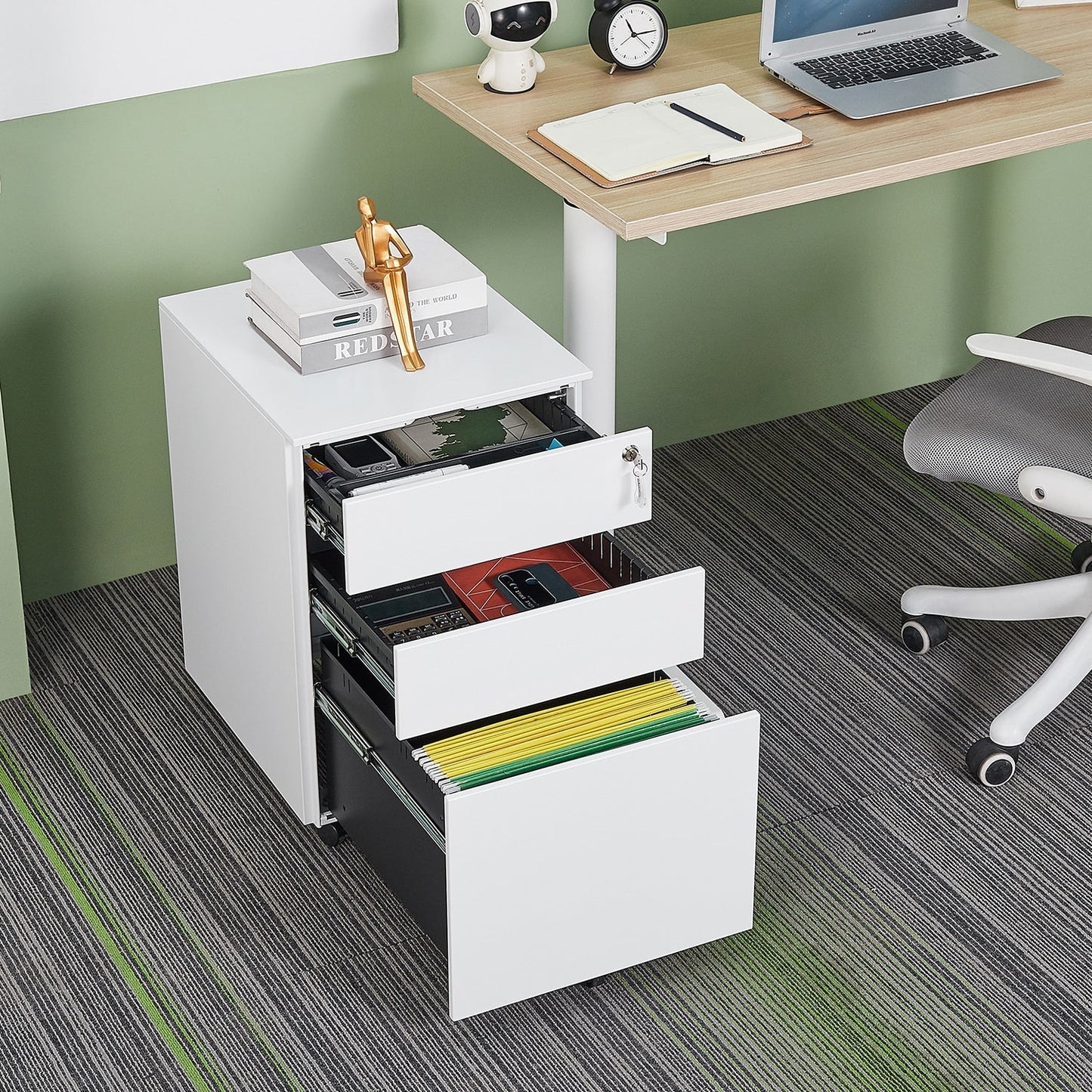 GZMR 3 Drawer File Cabinet White 3-Drawer 15.35-in File Cabinet