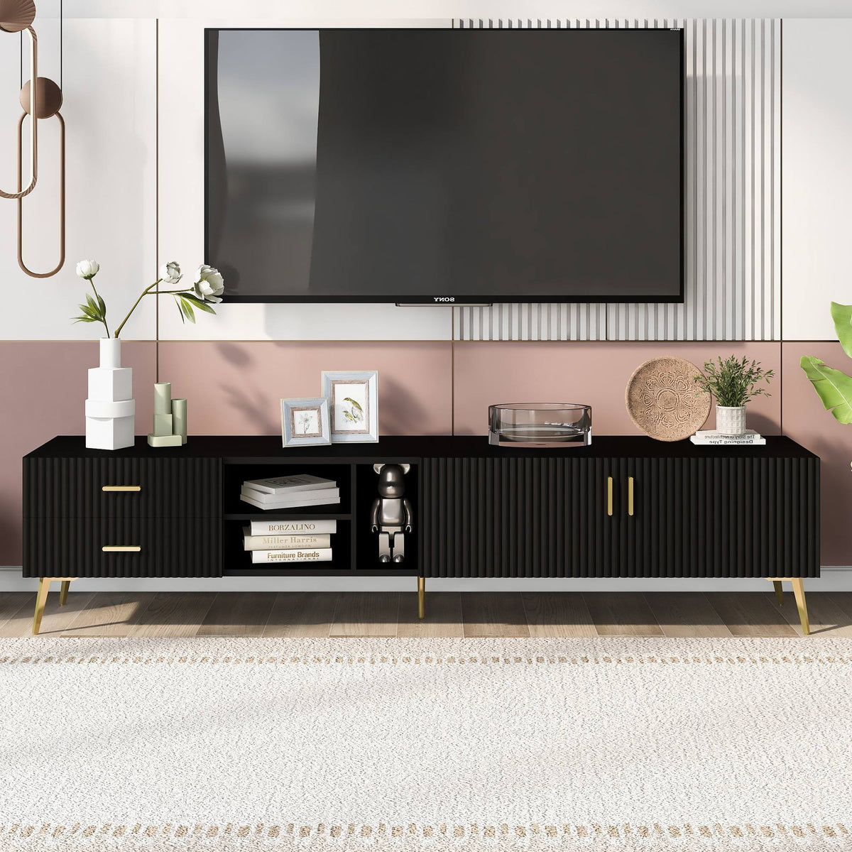 Yiekholo Modern/Contemporary Walnut Tv Cabinet (Accommodates TVs up to 65-in)