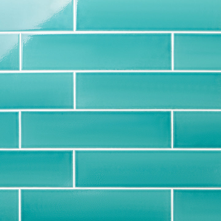 Artmore Tile Refined Teal Green 4-in x 16-in Glazed Ceramic Subway Wall Tile product image