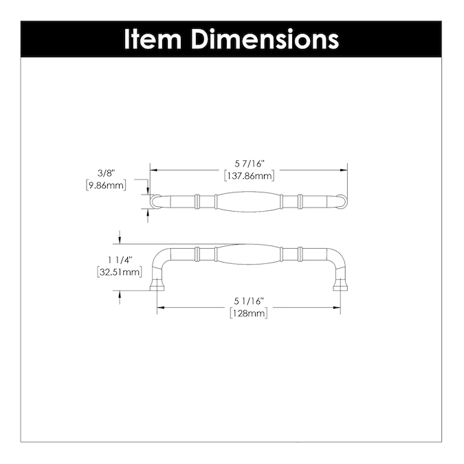 Hickory Hardware Williamsburg 5-1/16-in (128mm) Center to Center Chrome Rectangular Handle Drawer Pull
