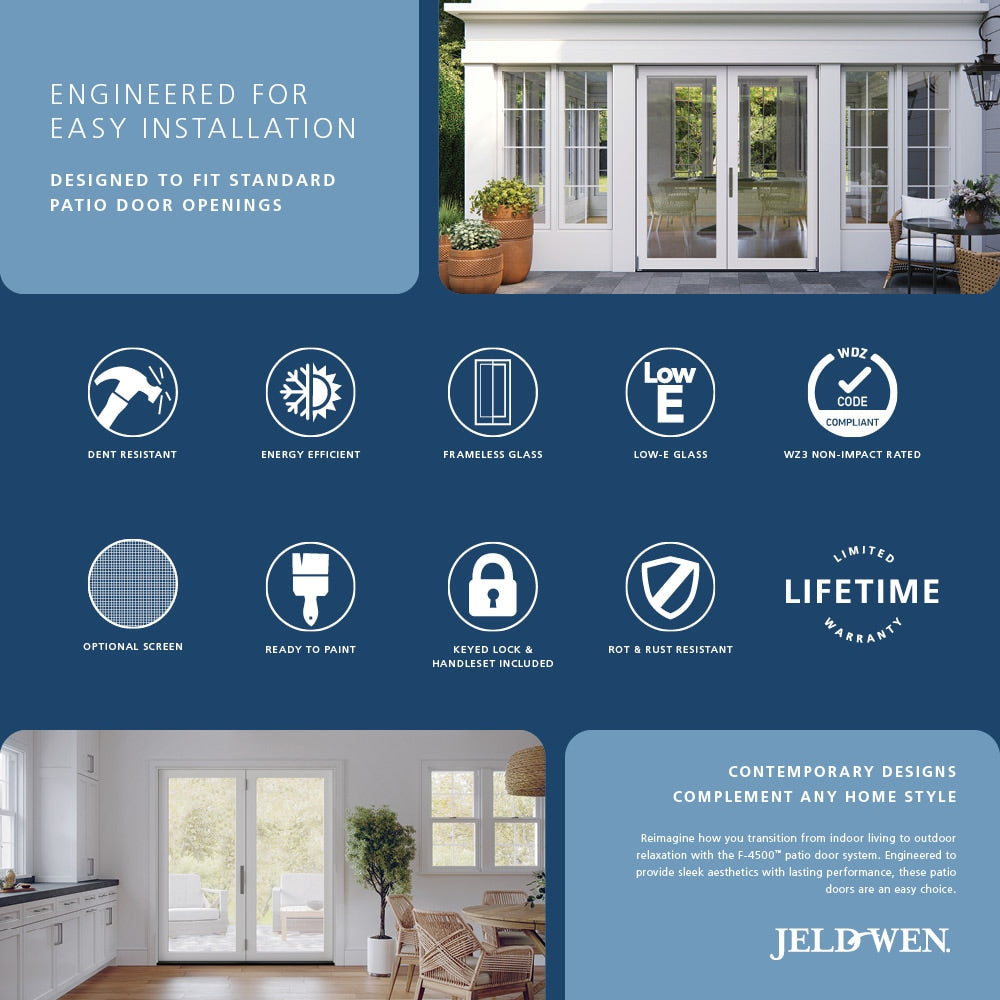 JELD-WEN 72-in x 80-in Fiberglass Folding, Left-hand folding – additional view 2