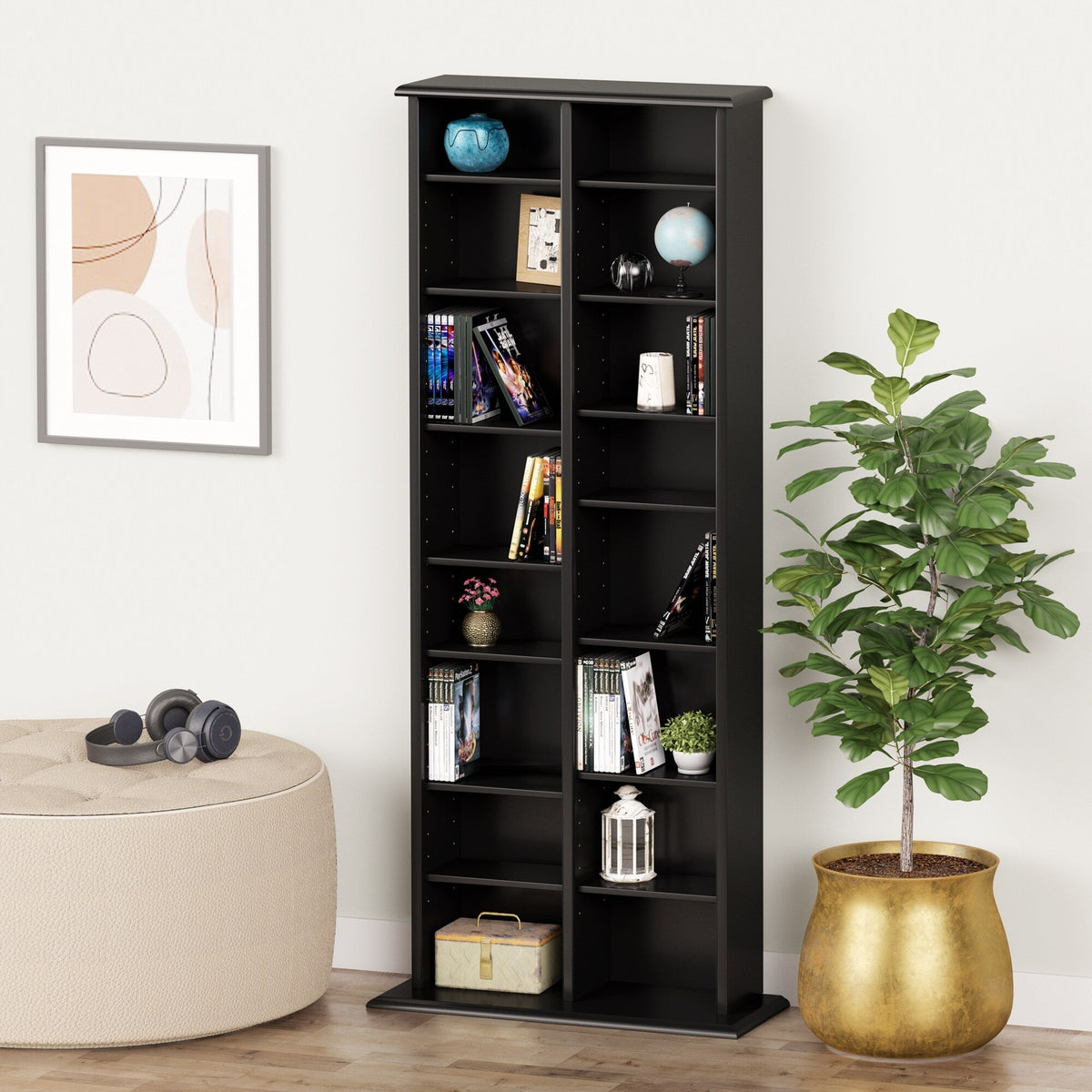 Prepac Media Storage Black Transitional Particleboard Media Cabinet