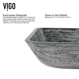 VIGO Titanium Handmade Glass Rectangle Vessel Bathroom Sink in Slate Grey