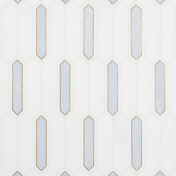 Artmore Tile Hera Blue Celeste 12-in x 14-in Polished Natural stone Marble Marble look Hexagon Mosaic Wall Tile product image