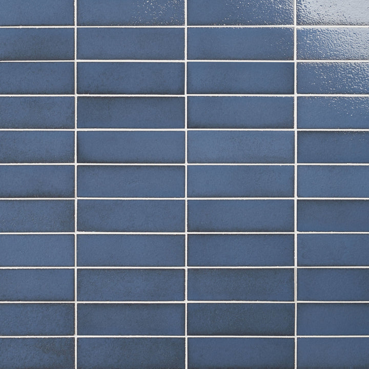 Artmore Tile ColorBrick Blue Steel 2-in x 8-in Glossy Natural stone Basalt Encaustic Floor and Wall Tile product image
