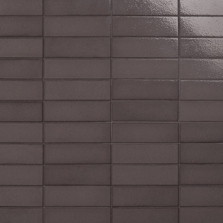 Artmore Tile ColorBrick Pebble Gray 2-in x 8-in Glossy Natural stone Basalt Encaustic Floor and Wall Tile product image
