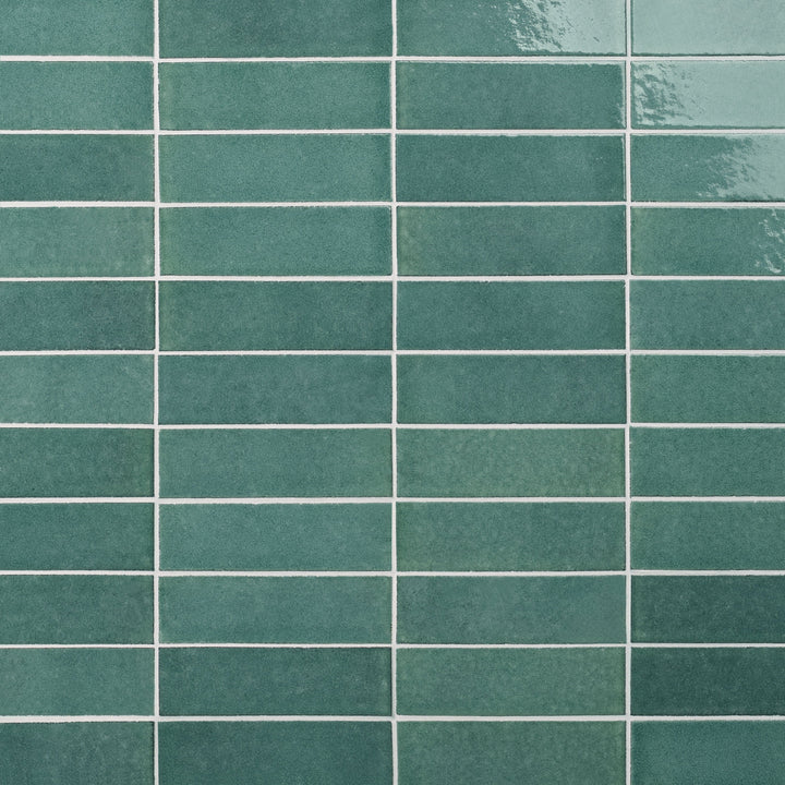 Artmore Tile ColorBrick Jade 2-in x 8-in Glossy Natural stone Basalt Encaustic Floor and Wall Tile product image