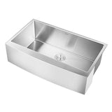 33 in. x 20 in. Stainless Steel Laundry/Utility Sink Handmade Apron Front Double Bowl with Basket Strainer - Super Arbor