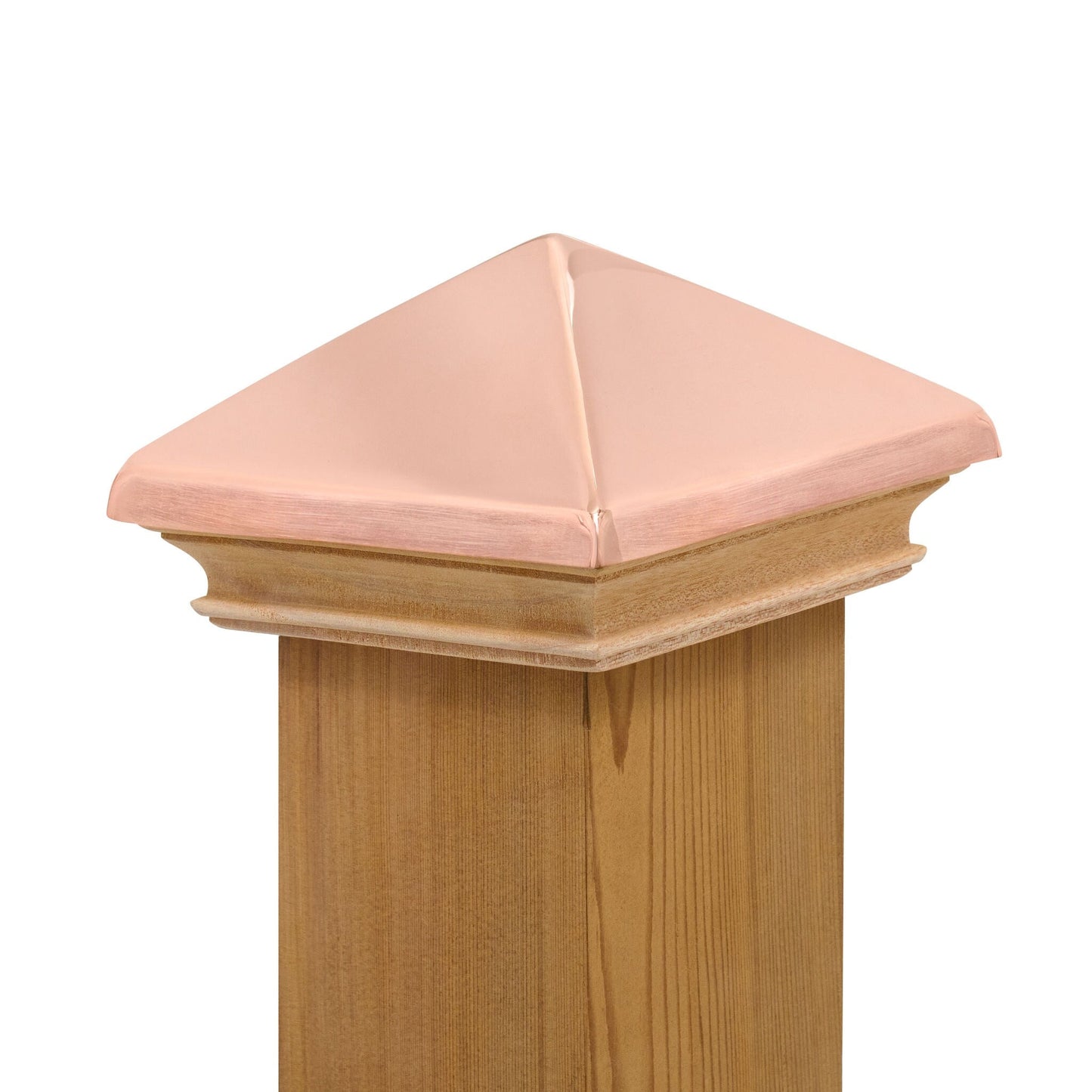 PERMAKAP 4-in x 4-in West Indies Pyramid One-Piece Sanded Copper Mahogany Deck Post Cap