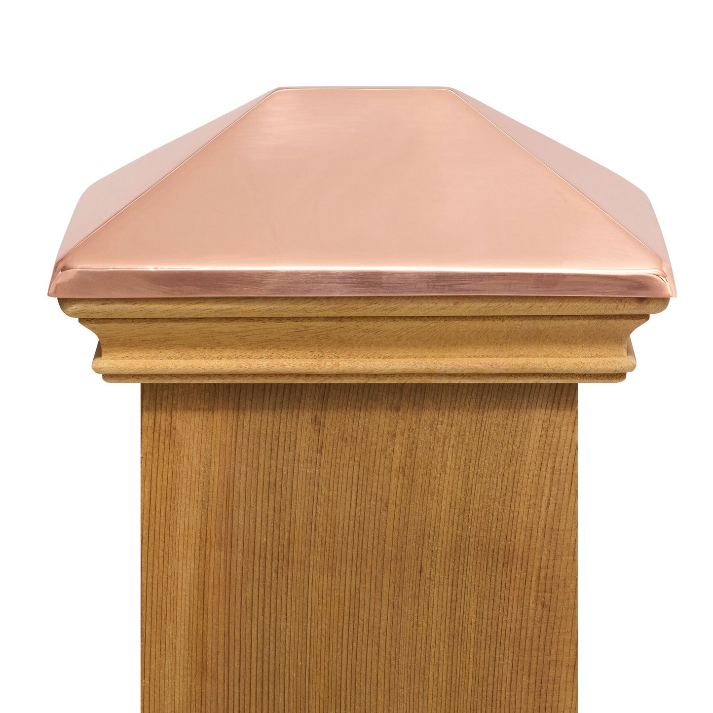 PERMAKAP 4-in x 6-in West Indies Pyramid One-Piece Sanded Copper Mahogany Deck Post Cap