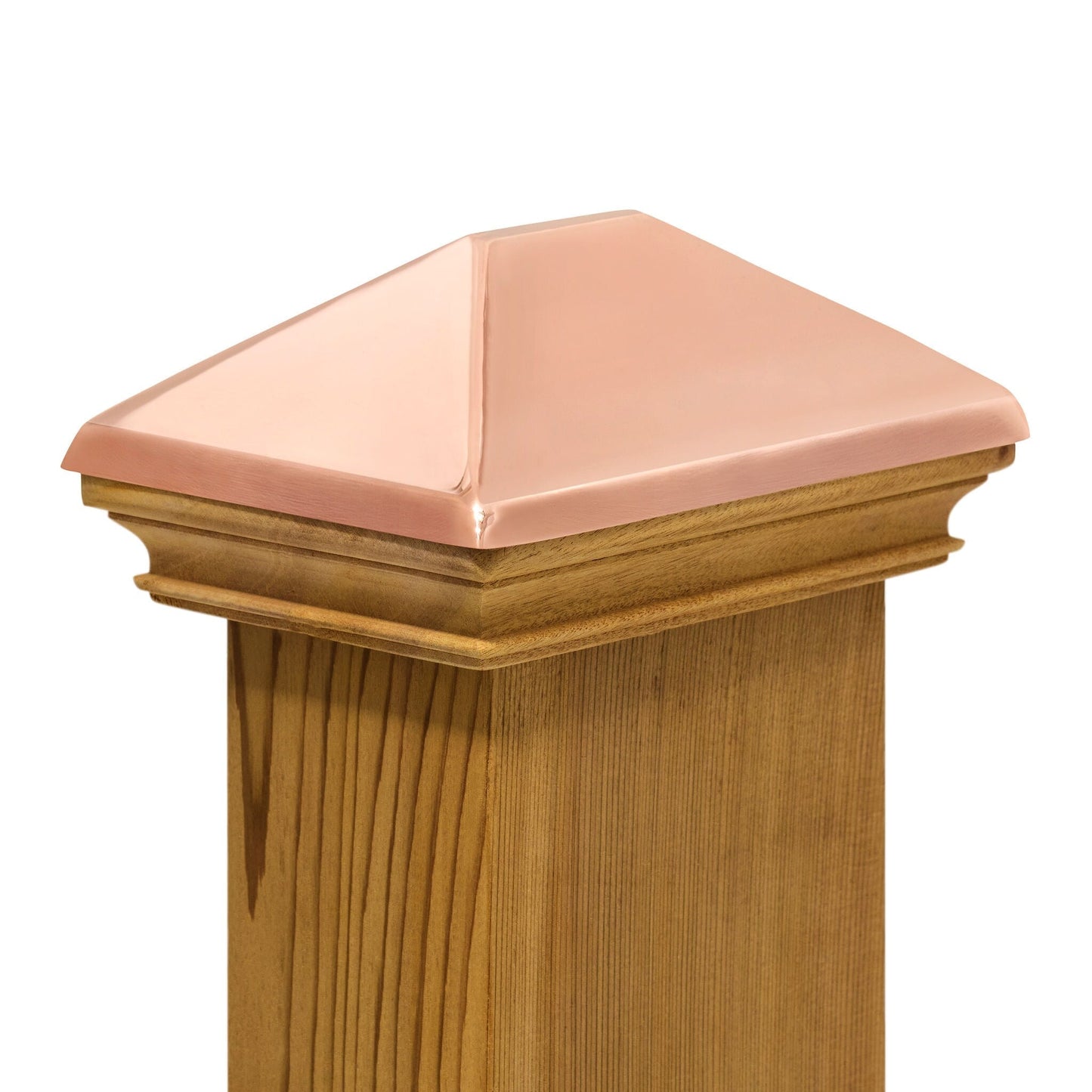 PERMAKAP 4-in x 6-in West Indies Pyramid One-Piece Sanded Copper Mahogany Deck Post Cap