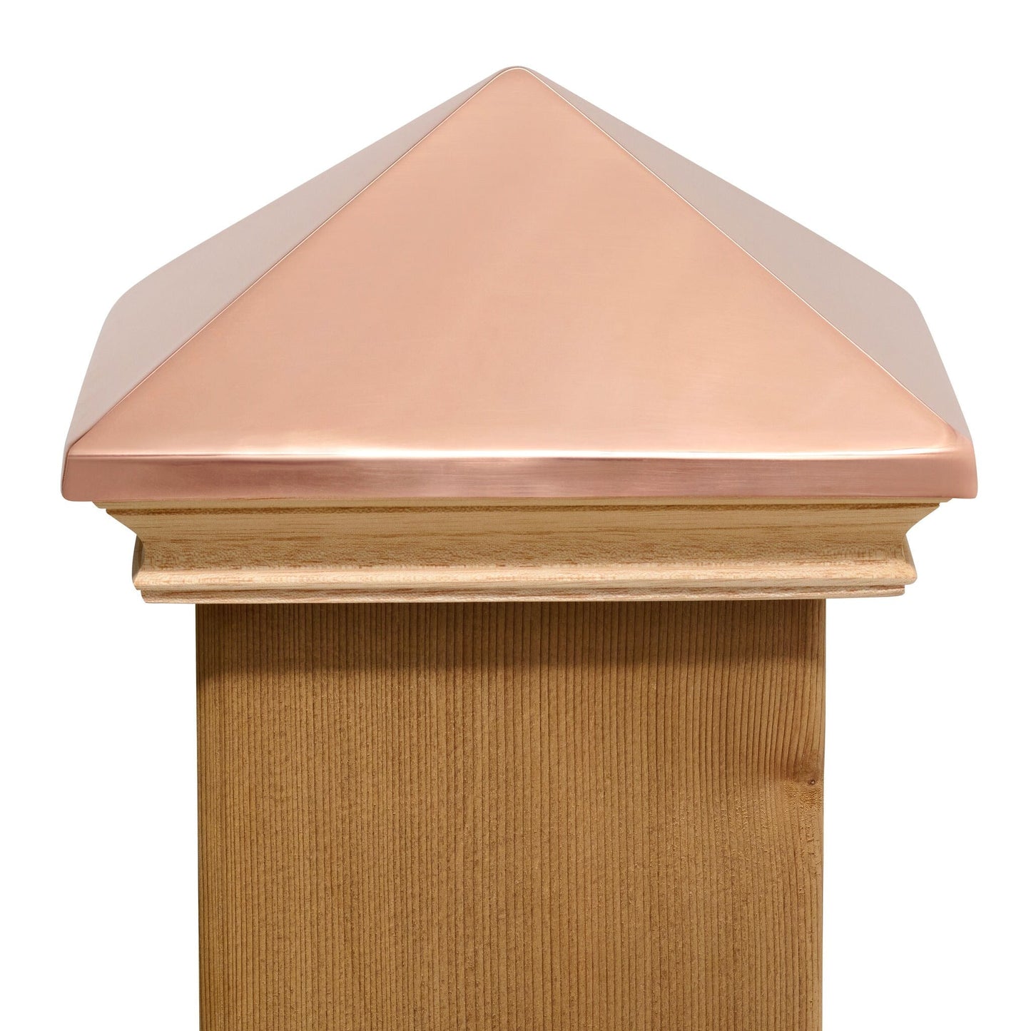 PERMAKAP 6-in x 6-in West Indies Pyramid One-Piece Sanded Copper Mahogany Deck Post Cap