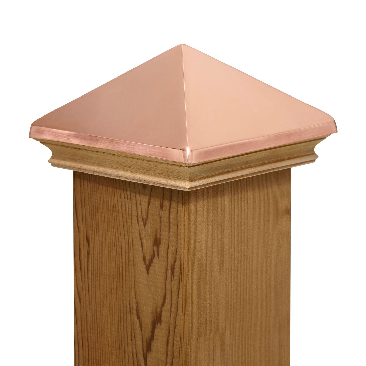 PERMAKAP 6-in x 6-in West Indies Pyramid One-Piece Sanded Copper Mahogany Deck Post Cap