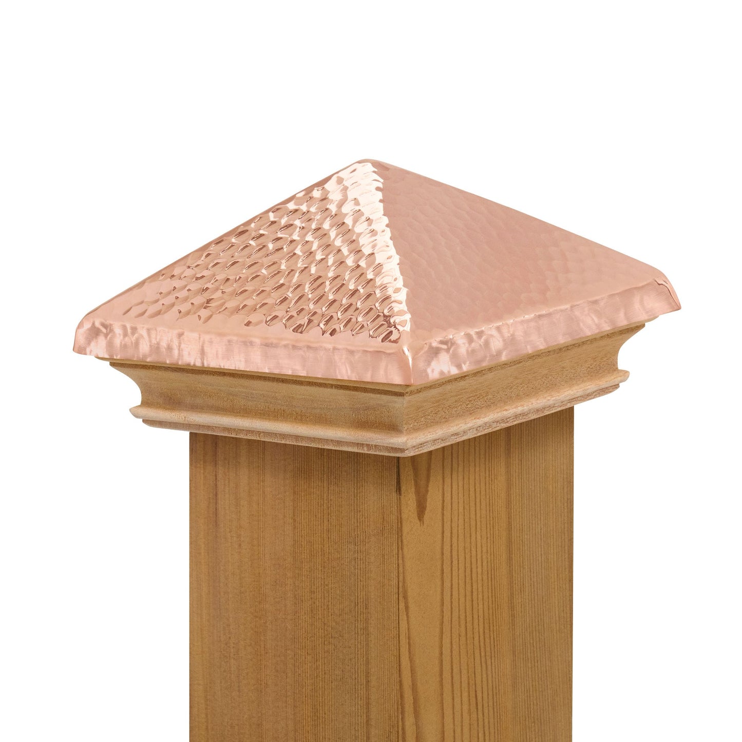 PERMAKAP 4-in x 4-in West Indies Pyramid One-Piece Sanded Copper Mahogany Deck Post Cap