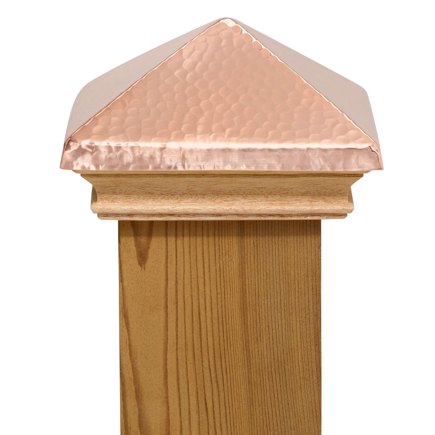 PERMAKAP 4-in x 4-in West Indies Pyramid One-Piece Sanded Copper Mahogany Deck Post Cap