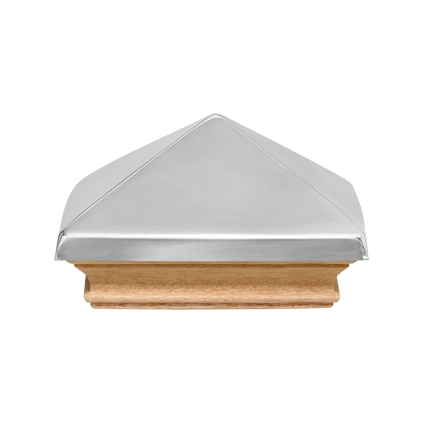 PERMAKAP 4-in x 4-in West Indies Pyramid One-Piece Sanded Stainless Steel Mahogany Deck Post Cap