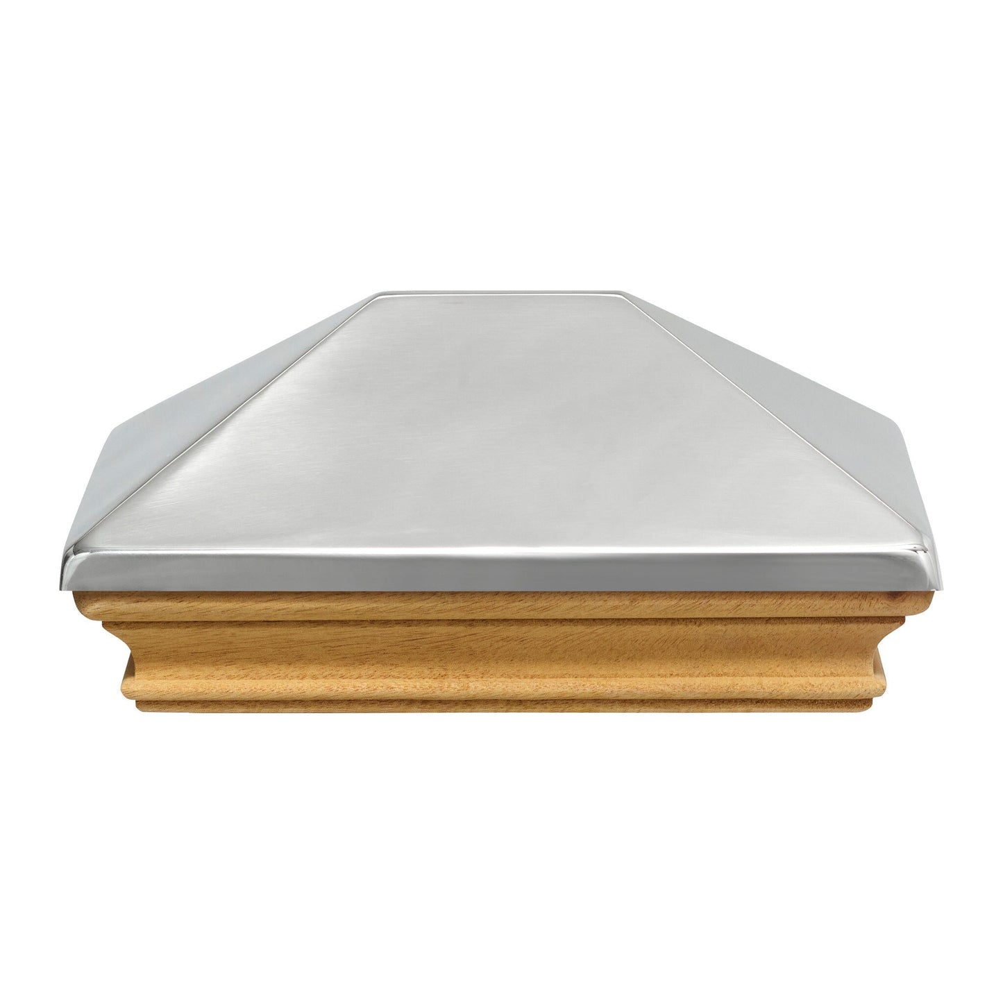 PERMAKAP 4-in x 6-in West Indies Pyramid One-Piece Sanded Stainless Steel Mahogany Deck Post Cap