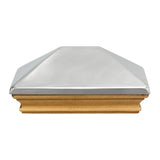 PERMAKAP 4-in x 6-in West Indies Pyramid One-Piece Sanded Stainless Steel Mahogany Deck Post Cap