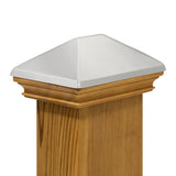 PERMAKAP 4-in x 6-in West Indies Pyramid One-Piece Sanded Stainless Steel Mahogany Deck Post Cap