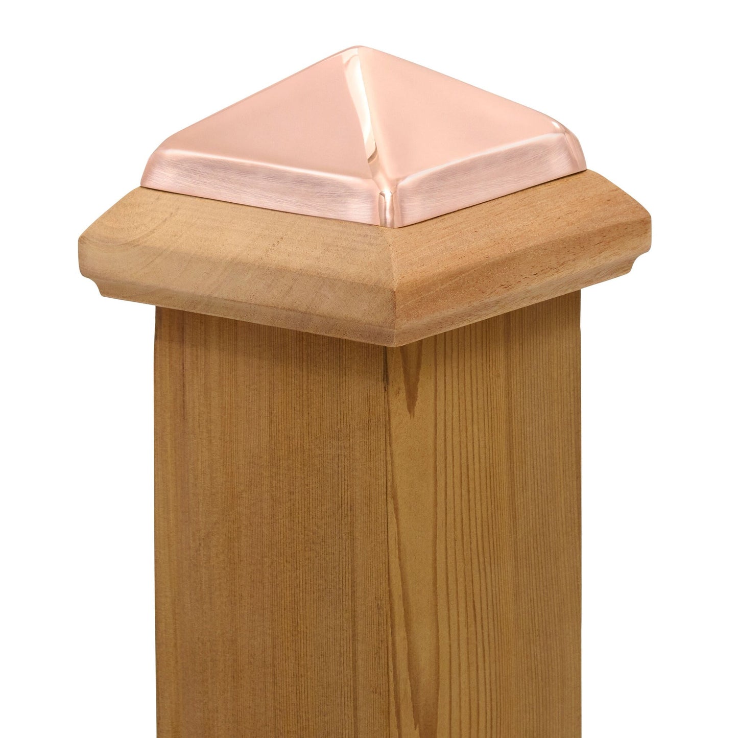 PERMAKAP 4-in x 4-in West Indies Pyramid One-Piece Sanded Copper Mahogany Deck Post Cap