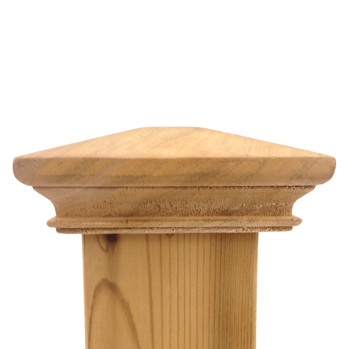 PERMAKAP 6-in x 6-in Pyramid One-Piece Sanded Wood Mahogany Deck Post Cap