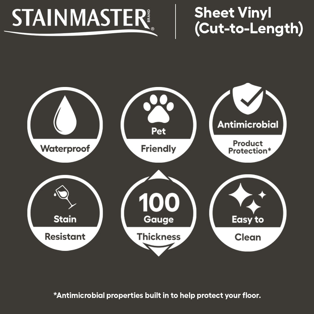 STAINMASTER Soho Limestone Stone Look 12-ft W x Cut-to-Length Waterproof Sheet Vinyl Flooring