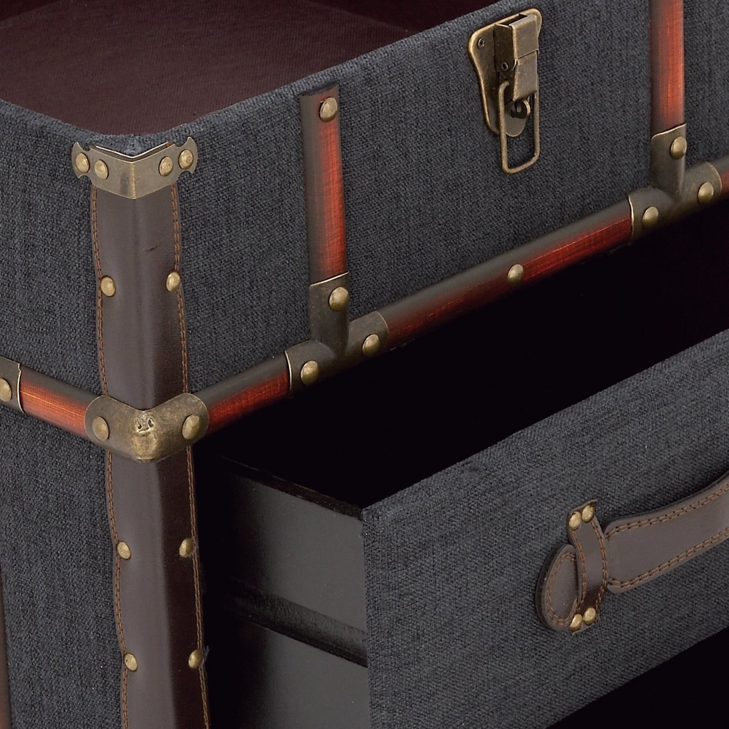 Grayson Lane Blue Upholstered 2 Drawer with Buckle Hinged Top 2-Drawer Accent Chest