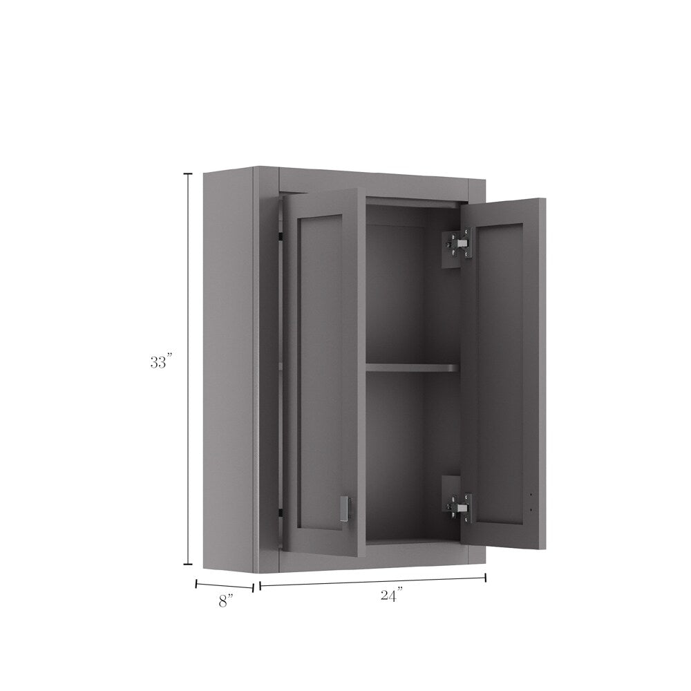 Water Creation Madison 24-in x 34-in x 8-in Grey Soft Close Bathroom Wall Cabinet