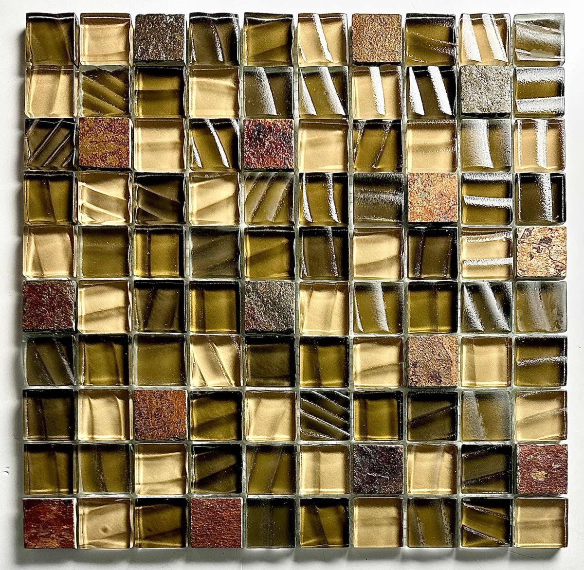 Abolos New Era II Brown 12-in x 12-in Multi-finish Glass Mosaic Wall Tile product image