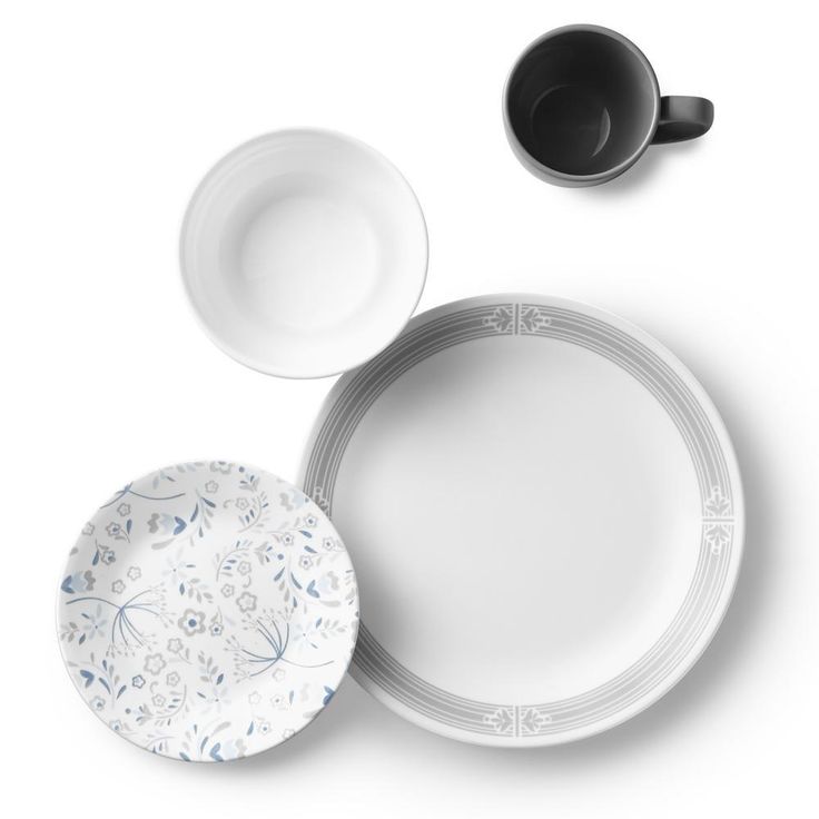 Classic 16-Piece Casual Prairie Garden Gray Glass Dinnerware Set (Service for 4)