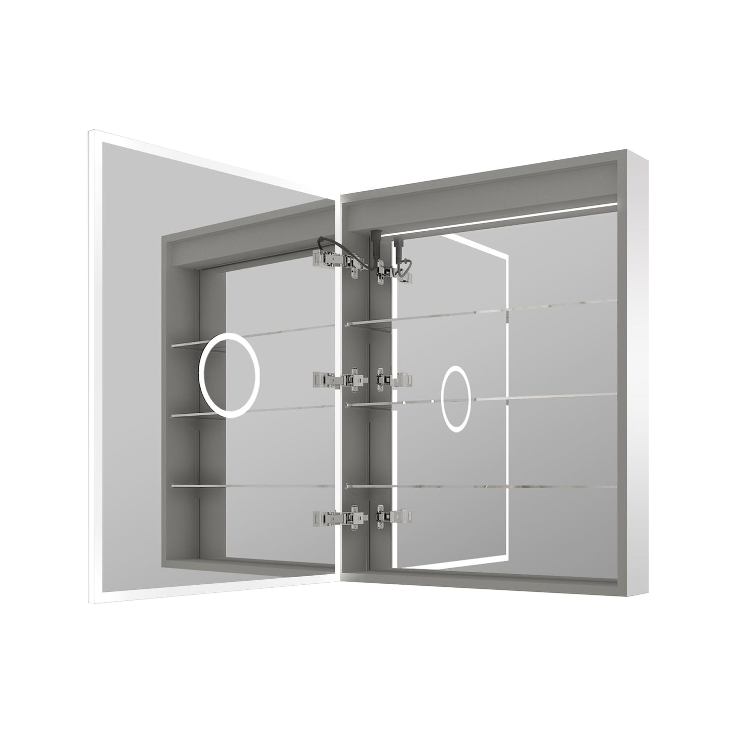 Forclover ST Modern 24-in x 30-in Lighted LED Fog Free Surface/Recessed Mount Sliver Mirrored Soft Close Medicine Cabinet with Outlet