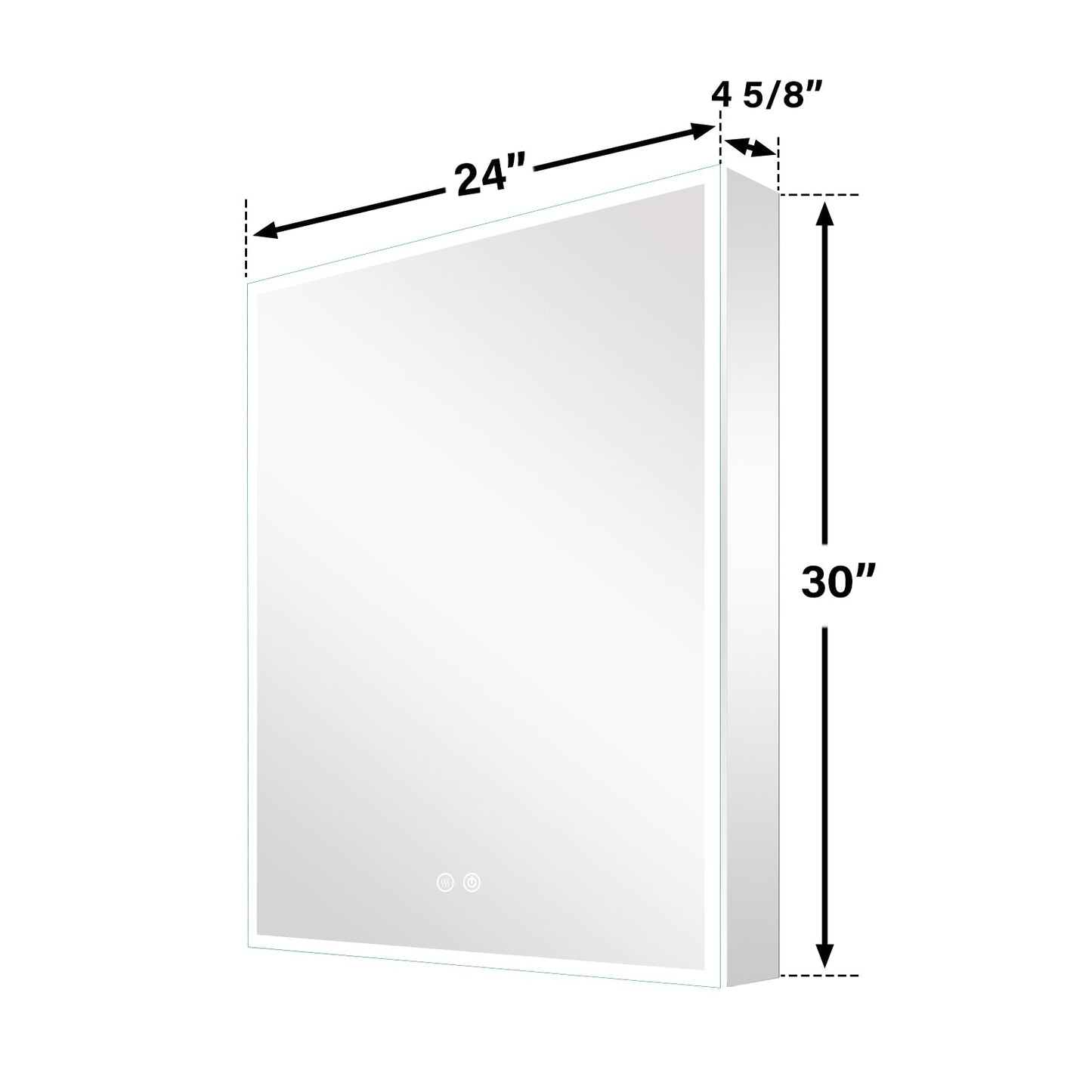 Forclover ST Modern 24-in x 30-in Lighted LED Fog Free Surface/Recessed Mount Sliver Mirrored Soft Close Medicine Cabinet with Outlet
