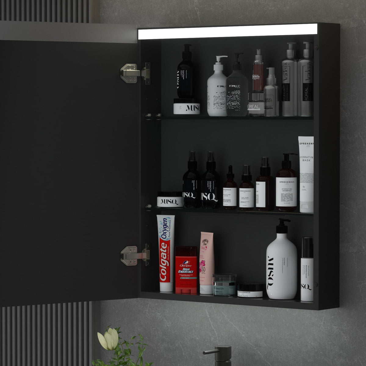 Forclover 24-in x 30-in Lighted LED Surface Mount Aluminum Mirrored Medicine Cabinet
