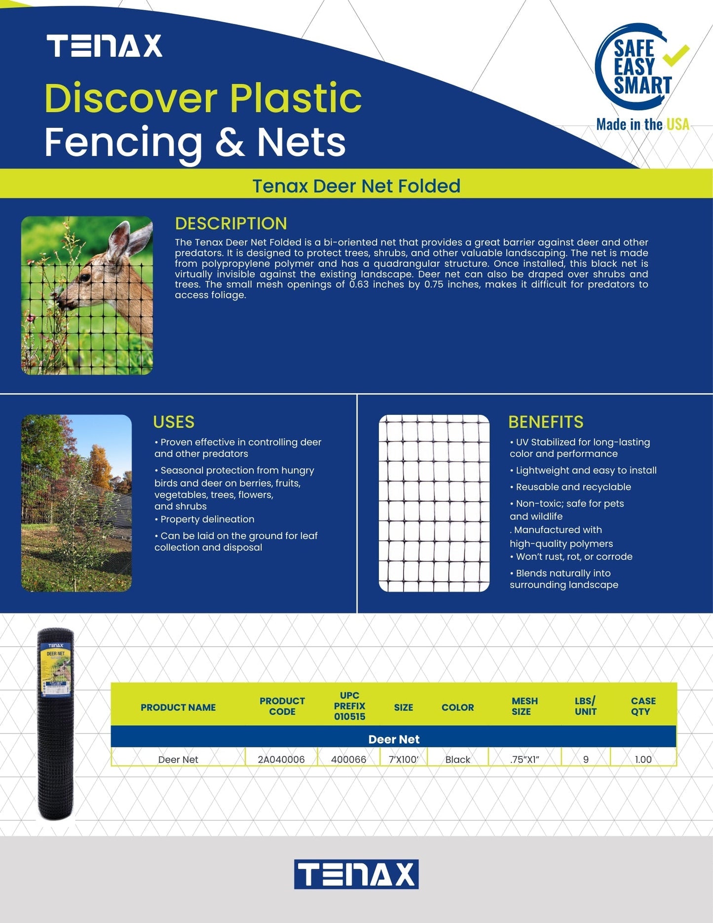 Tenax 100-ft x 7-ft Black Plastic Mesh Rolled Fencing