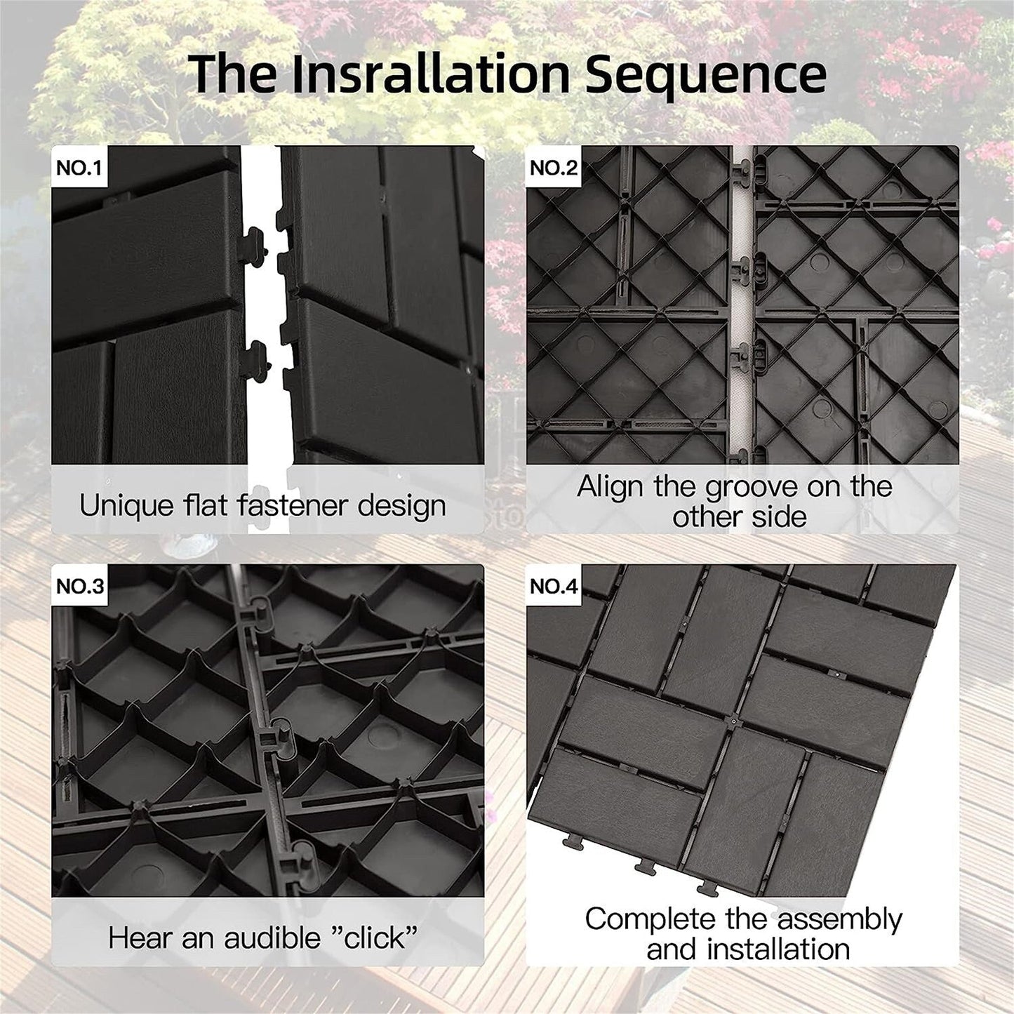 Bybafun 12-in x 12-in 9-Pack Gray Prefinished PVC Deck Tile
