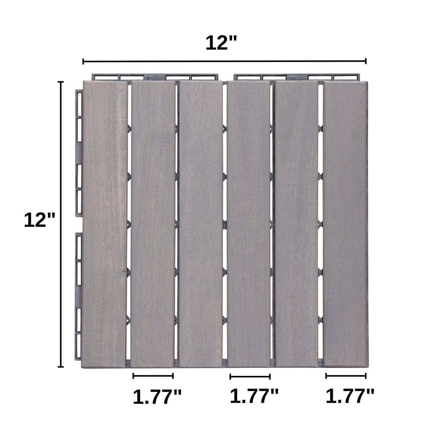 Bybafun 12-in x 12-in 20-Pack Gray Pattern2 Prefinished Wood Deck Tile