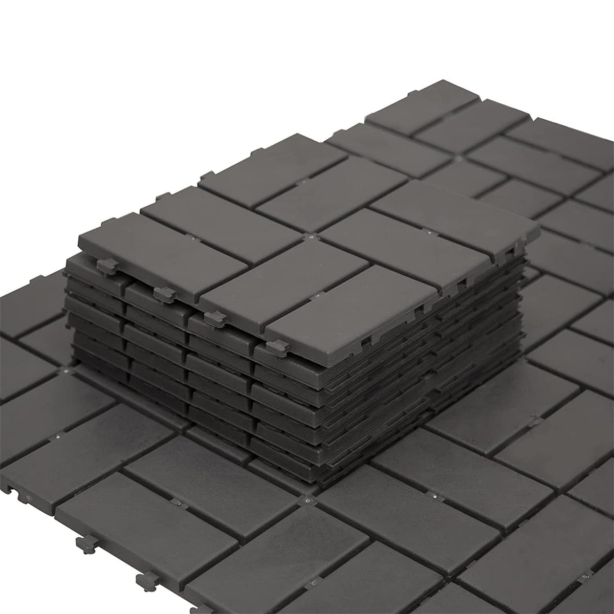 Bybafun 12-in x 12-in 9-Pack Gray Prefinished PVC Deck Tile