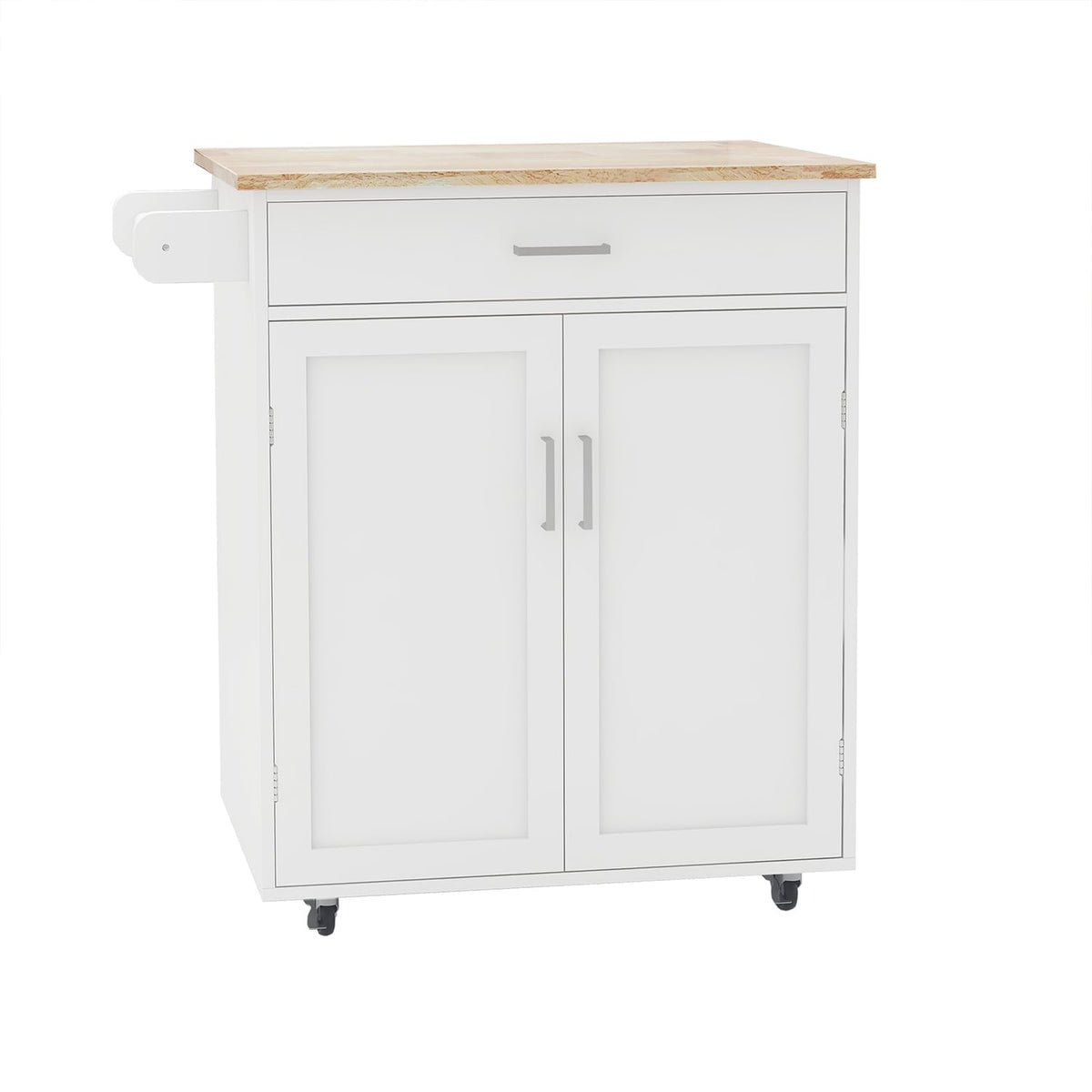 Bybafun White Mdf Base with Mdf Wood Top Rolling Kitchen Cart (17.7-in x 32.9-in x 36-in)