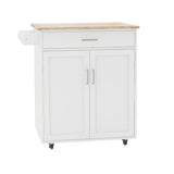 Bybafun White Mdf Base with Mdf Wood Top Rolling Kitchen Cart (17.7-in x 32.9-in x 36-in)