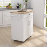 Bybafun White Mdf Base with Mdf Wood Top Rolling Kitchen Cart (17.7-in x 32.9-in x 36-in)