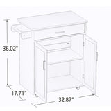 Bybafun White Mdf Base with Mdf Wood Top Rolling Kitchen Cart (17.7-in x 32.9-in x 36-in)
