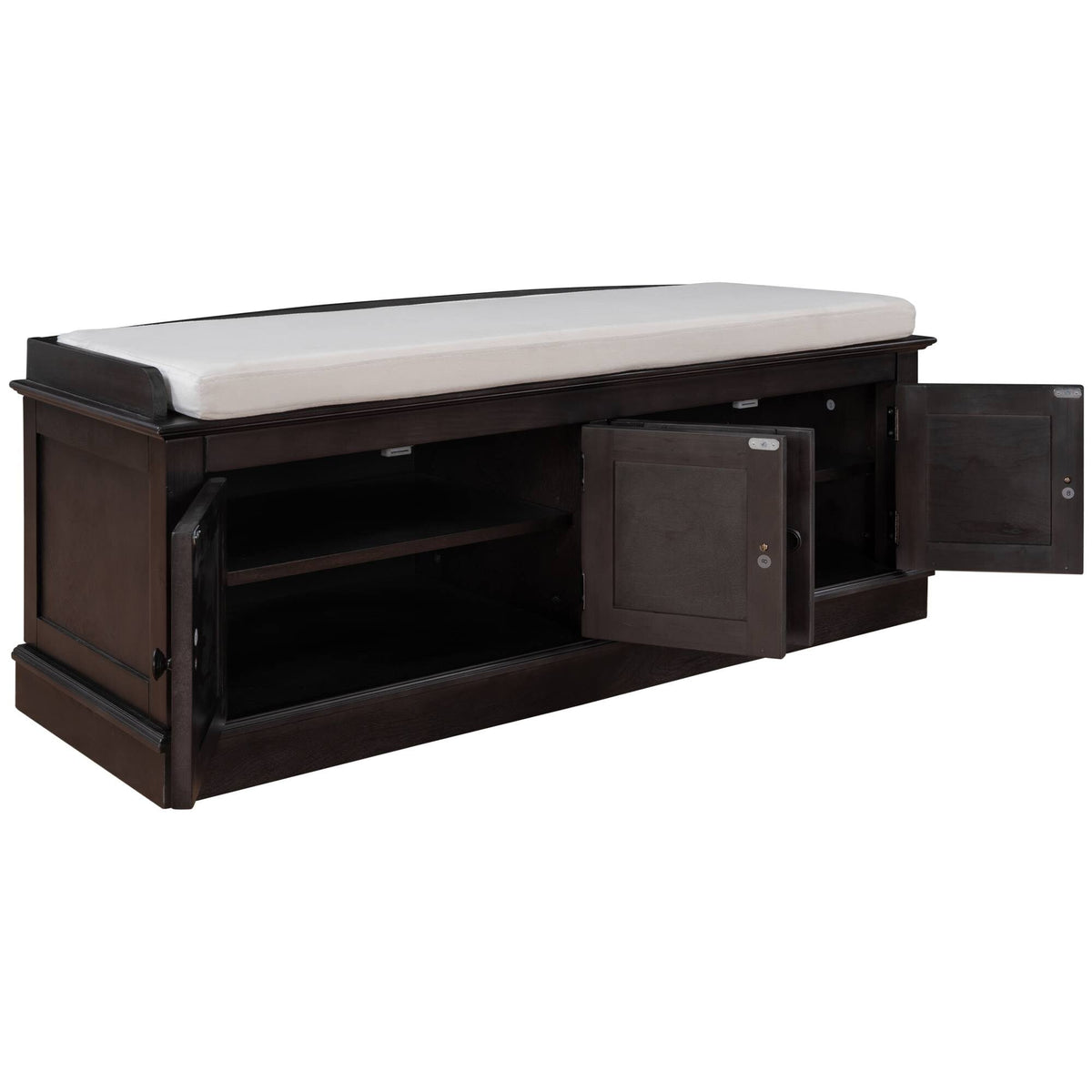 Yiekholo Casual Espresso Accent Bench with Storage Bench 42.7-in x 16-in x 17.4-in