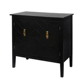 Bybafun Vintage Style Black Wood Storage Cabinet with Adjustable Shelves and Antique Brass Handle