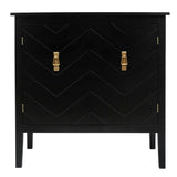 Bybafun Vintage Style Black Wood Storage Cabinet with Adjustable Shelves and Antique Brass Handle