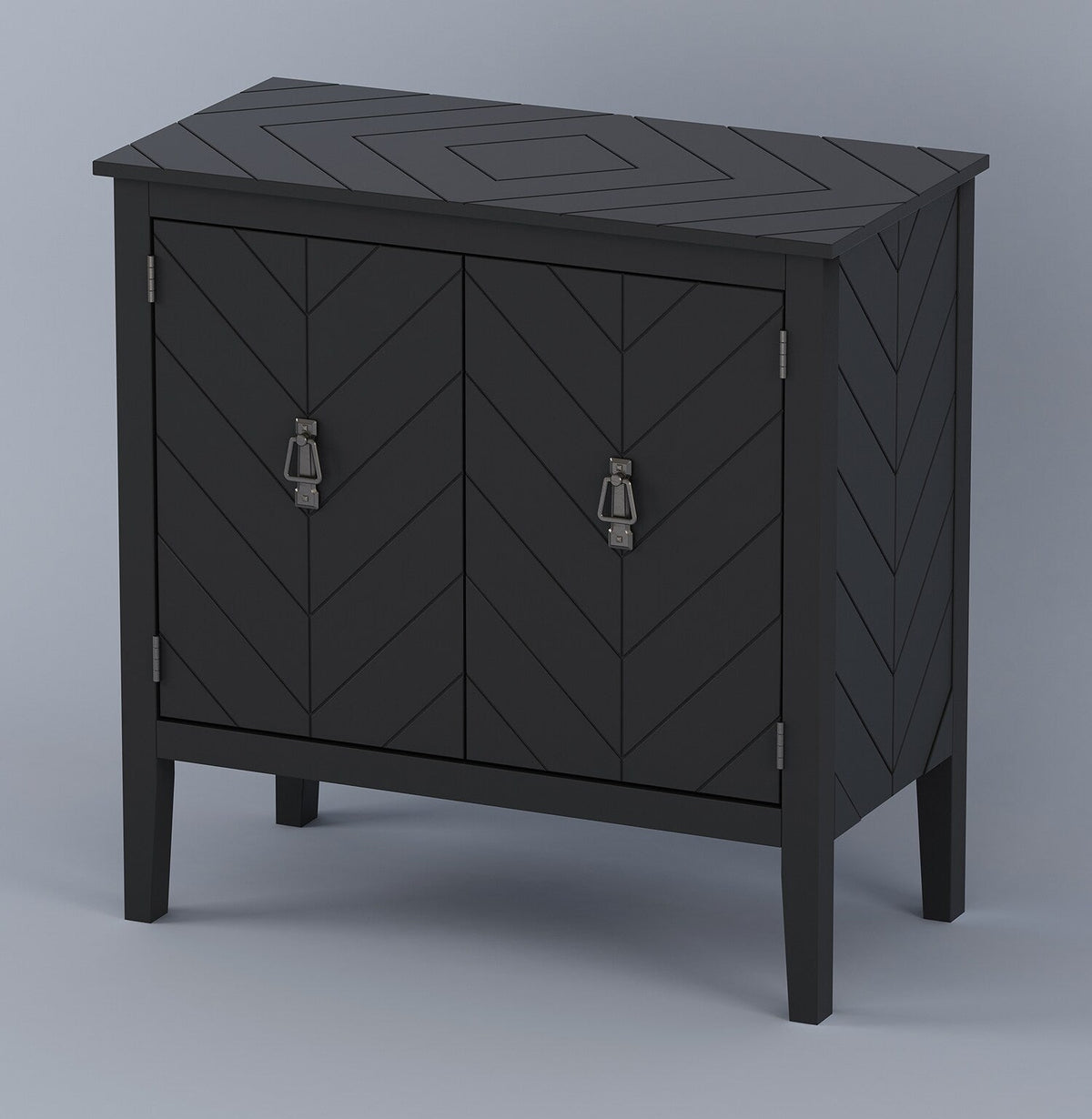 Bybafun Vintage Style Black Wood Storage Cabinet with Adjustable Shelves and Antique Brass Handle