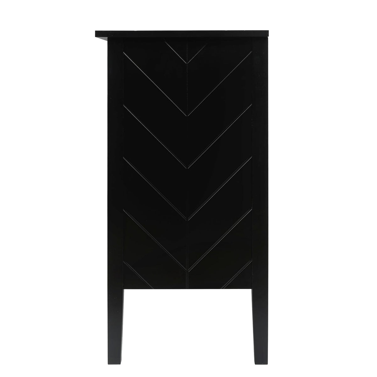 Bybafun Vintage Style Black Wood Storage Cabinet with Adjustable Shelves and Antique Brass Handle