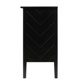 Bybafun Vintage Style Black Wood Storage Cabinet with Adjustable Shelves and Antique Brass Handle